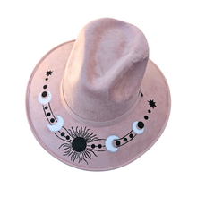 Mexican Suede Leather Hand Painted Hats, Floral Prints Artisanal Hat.