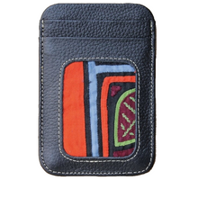 Unique Leather Cardholder, Travelling Wallet with a Mola Decoration