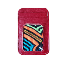 Unique Leather Cardholder, Travelling Wallet with a Mola Decoration
