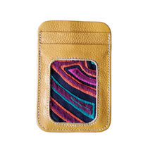Unique Leather Cardholder, Travelling Wallet with a Mola Decoration