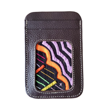 Unique Leather Cardholder, Travelling Wallet with a Mola Decoration