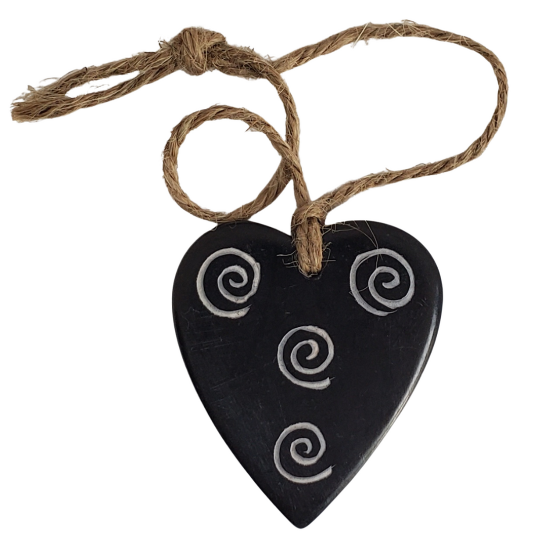 Soapstone Heart Ornaments