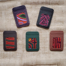 Unique Leather Cardholder, Travelling Wallet with a Mola Decoration