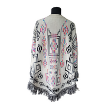 Ethnic Poncho with sleeves, Ruana, mananita. Artisanal made by indigenous artisans in Mexico. 100% cotton.