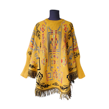 Ethnic Poncho with sleeves, Ruana, mananita. Artisanal made by indigenous artisans in Mexico. 100% cotton.