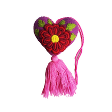 Heart Cotton Ornament with Pom Poms