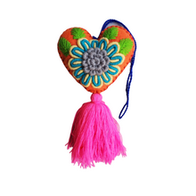 Heart Cotton Ornament with Pom Poms