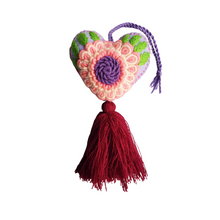 Heart Cotton Ornament with Pom Poms