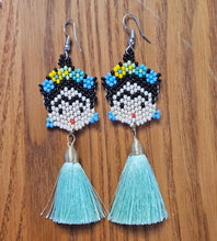 Frida Kahlo Beaded Earrings with Tassels
