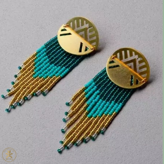 Indi (sun) Beaded Fringe Earrings with Gold
