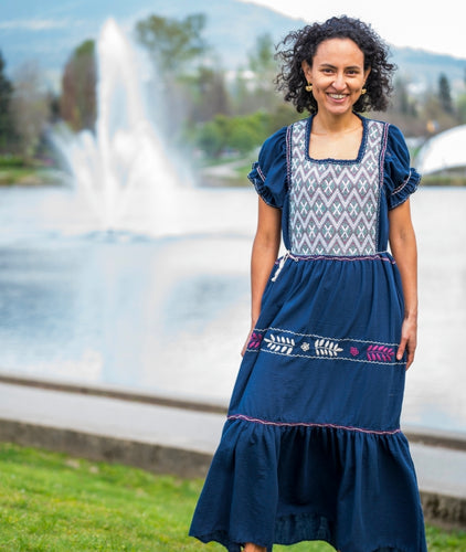 Embroidered Long Dress, 100% Cotton