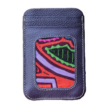 Unique Leather Cardholder, Travelling Wallet with a Mola Decoration