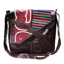 Leaf Inspired - Leather Purse With Mola Design