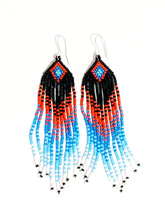 "Traditional Long" embera handmade earrings. Beaded and sterling silver. 