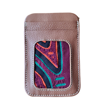 Unique Leather Cardholder, Travelling Wallet with a Mola Decoration