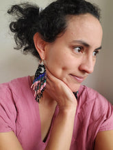 Fringe earrings with half moon