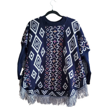 Poncho with sleeves, Ruana, mananita. Mexican sweater, artisanal made, 100% cotton.