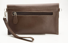 Leather Clutch with Sugar Cane Straws decoration  (Adjustable Strap)