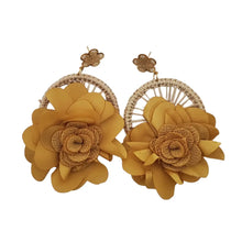 Palm Flower Earrings,  brass coated, eco-friendly