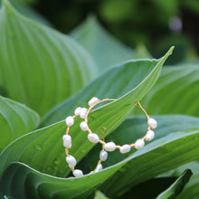 Pearl Hoop Earrings- Brass Coated