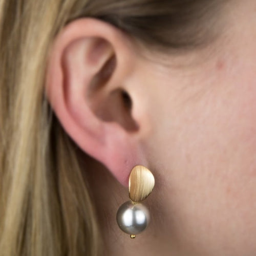 Pearl Earrings- Brass Coated