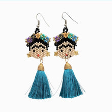 Frida Kahlo Beaded Earrings with Tassels