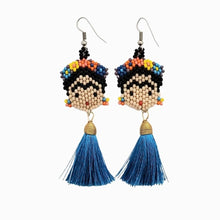 Frida Kahlo Beaded Earrings with Tassels