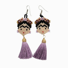 Frida Kahlo Beaded Earrings with Tassels