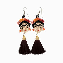 Frida Kahlo Beaded Earrings with Tassels