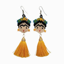 Frida Kahlo Beaded Earrings with Tassels