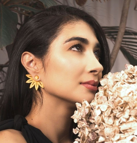 Byfunctional Flower Earrings, Gold Plated 24K